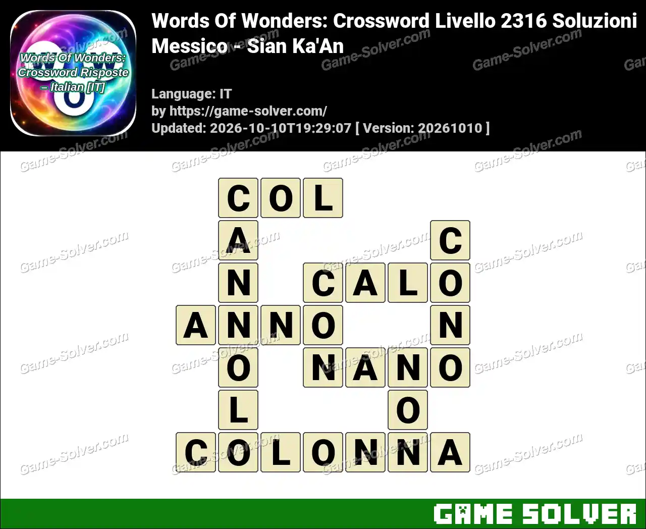 Words Of Wonders: Crossword Livello 2316 Soluzioni – Messico – Sian Ka’An